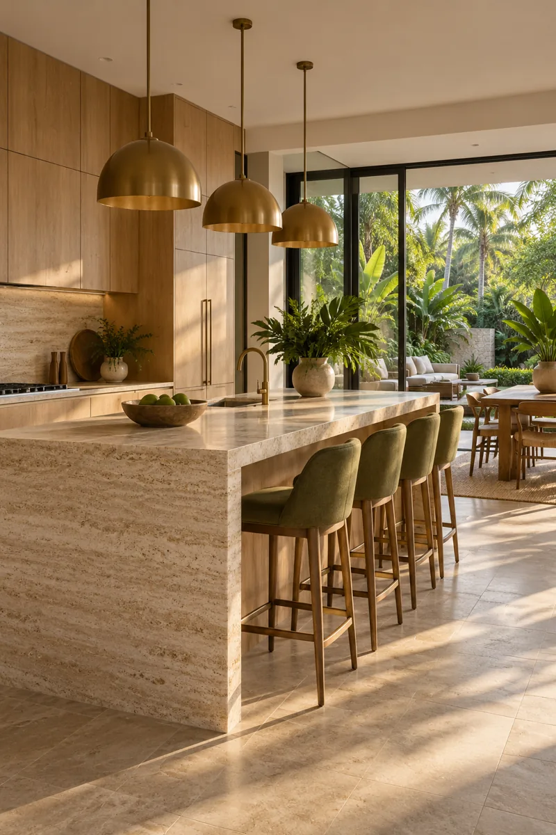 Bếp và bàn ăn mở ra sân vườn